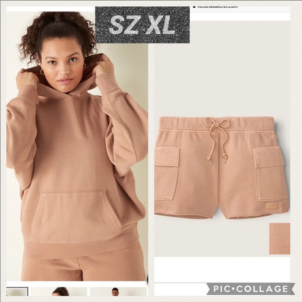 Vs pink pullover sweatshirt cargo shorts set